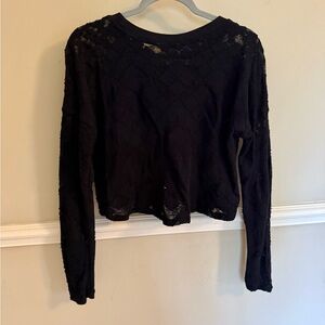 Nordstrom Rubbish Black Knit Long-Sleeve Top
